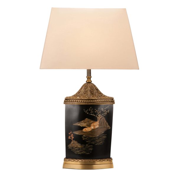 LT 084 Chinoiserie painted brass ormulu table lamp