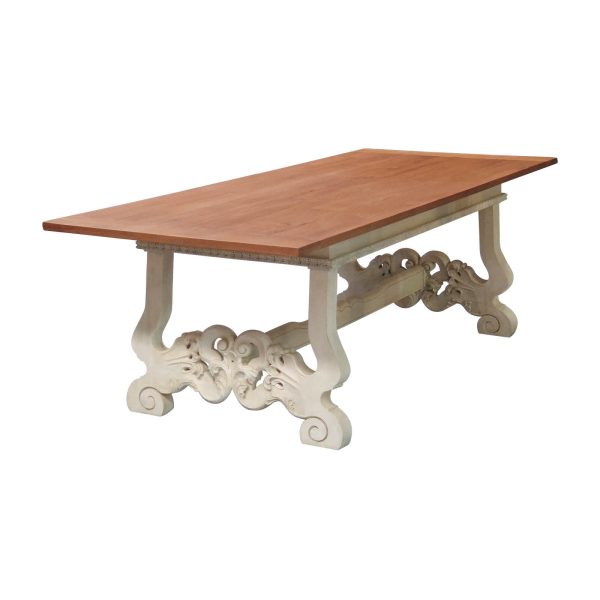 cCarved trestle dining table