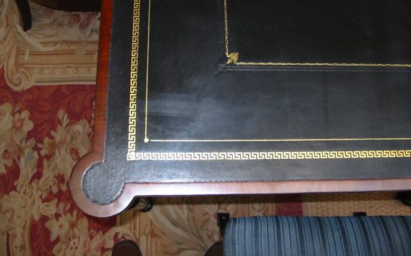 Classic Four Drawer Library Table with leather top