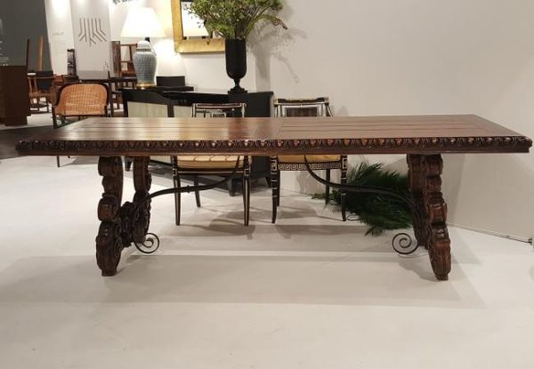 Carved trestle Dining Table TA 377