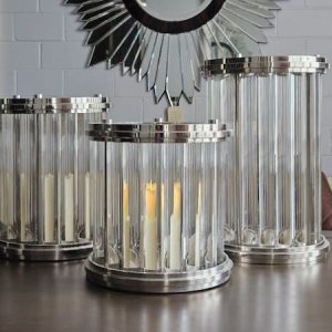 Glass rod reflecting & amplifying candle holders