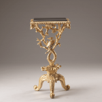 Carved wood small table (Left)