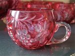 CRANBERRY CUT GLASS PUNCH SET F22