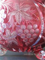 CRANBERRY CUT GLASS PUNCH SET F22