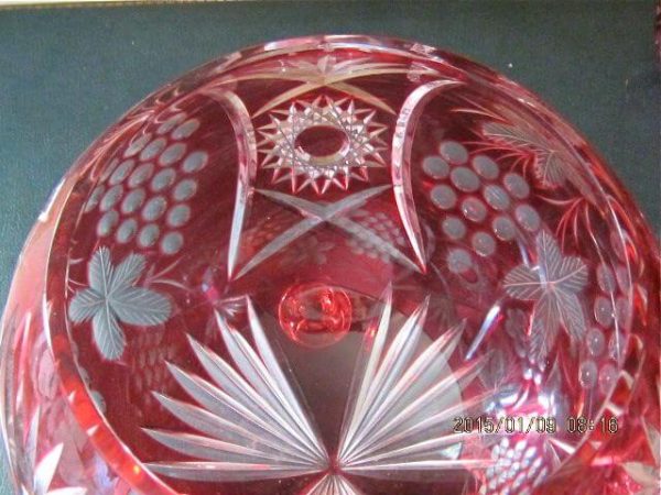 CRANBERRY CUT GLASS PUNCH SET F22