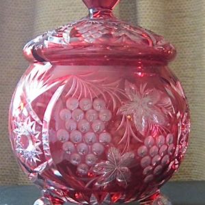 CRANBERRY CUT GLASS PUNCH SET F22