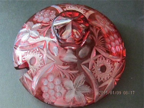 CRANBERRY CUT GLASS PUNCH SET F22