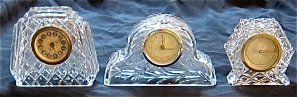 3 GERMAN CLOCKS CUT GLASS A24