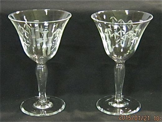 FINE ETCHED WINE GLASSES